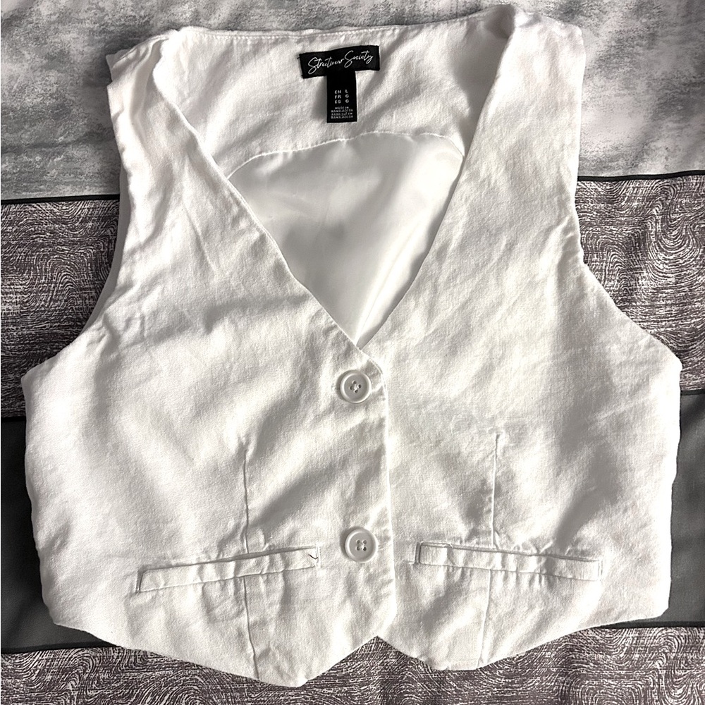 Linen cropped vest